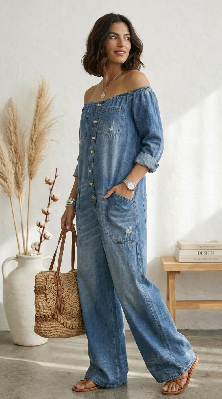 mikasa | Vega Vintage-Wash Cotton Denim Jumpsuit