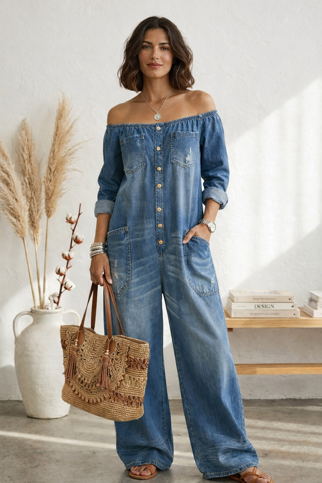 mikasa | Vega Vintage-Wash Cotton Denim Jumpsuit