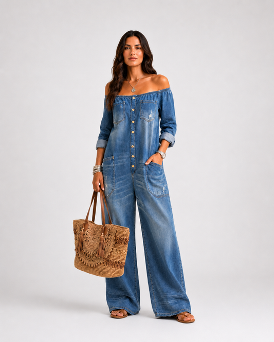 mikasa | Vega Vintage-Wash Cotton Denim Jumpsuit