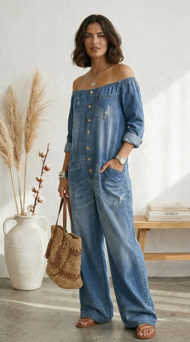 mikasa | Vega Vintage-Wash Cotton Denim Jumpsuit
